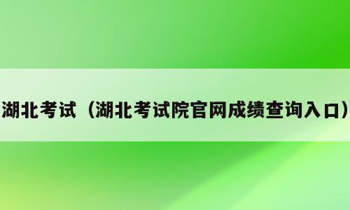 湖北考试（湖北考试院官网成绩查询入口）