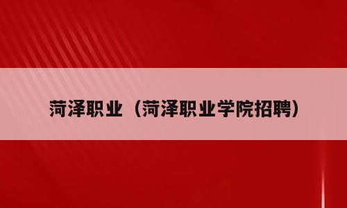 菏泽职业（菏泽职业学院招聘）