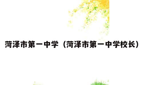菏泽市第一中学（菏泽市第一中学校长）