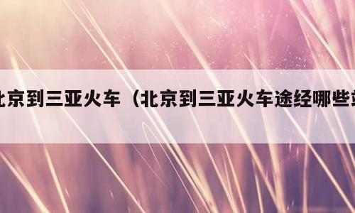 北京到三亚火车（北京到三亚火车途经哪些站）