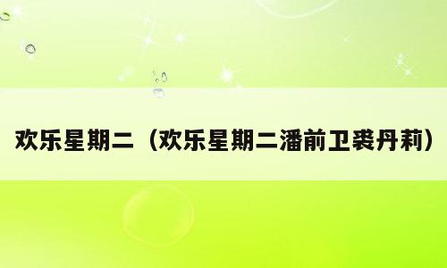 欢乐星期二（欢乐星期二潘前卫裘丹莉）