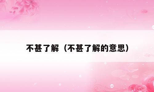 不甚了解（不甚了解的意思）