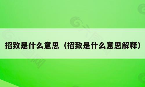 招致是什么意思（招致是什么意思解释）
