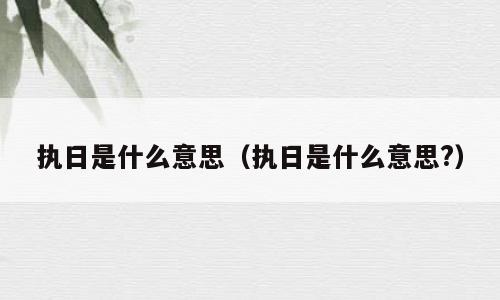 执日是什么意思（执日是什么意思?）