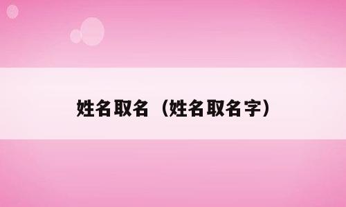姓名取名（姓名取名字）