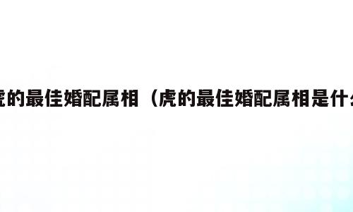 虎的最佳婚配属相（虎的最佳婚配属相是什么）