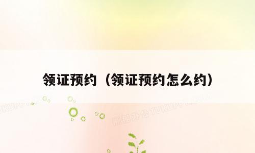领证预约（领证预约怎么约）
