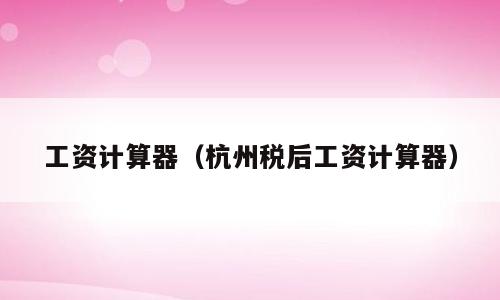 工资计算器（杭州税后工资计算器）