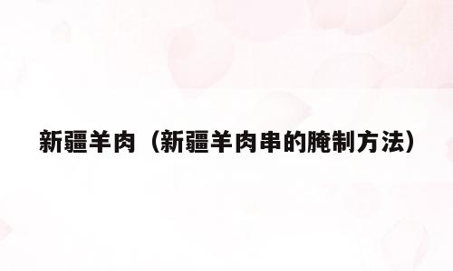 新疆羊肉（新疆羊肉串的腌制方法）