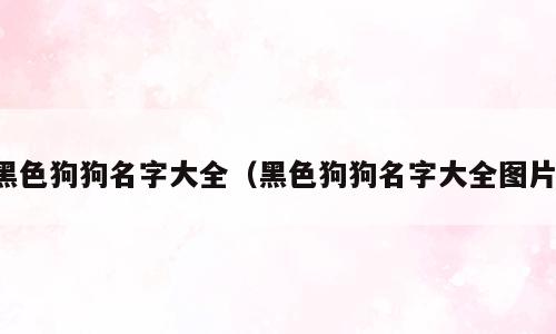 黑色狗狗名字大全（黑色狗狗名字大全图片）