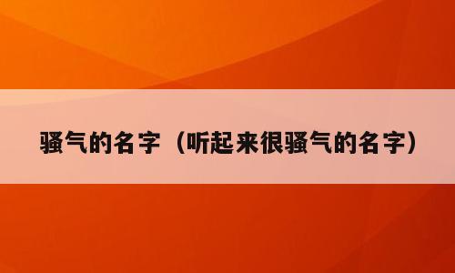骚气的名字（听起来很骚气的名字）