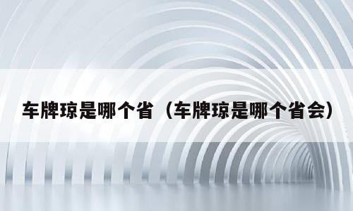 车牌琼是哪个省（车牌琼是哪个省会）