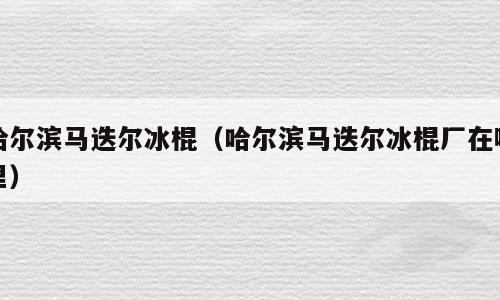 哈尔滨马迭尔冰棍（哈尔滨马迭尔冰棍厂在哪里）
