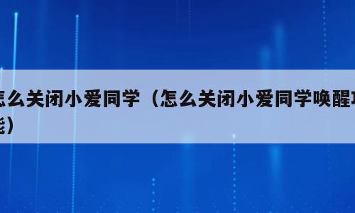 怎么关闭小爱同学（怎么关闭小爱同学唤醒功能）