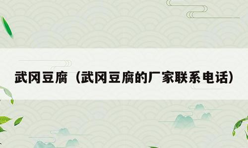 武冈豆腐（武冈豆腐的厂家联系电话）